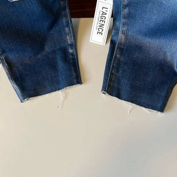 L’AGENCE shiny French slim jeans with gold glitter - Picture 3 of 14